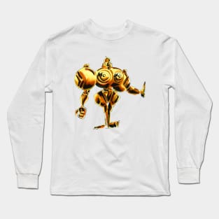 golden dogu metal armored knight in ecopop ancient statue art Long Sleeve T-Shirt